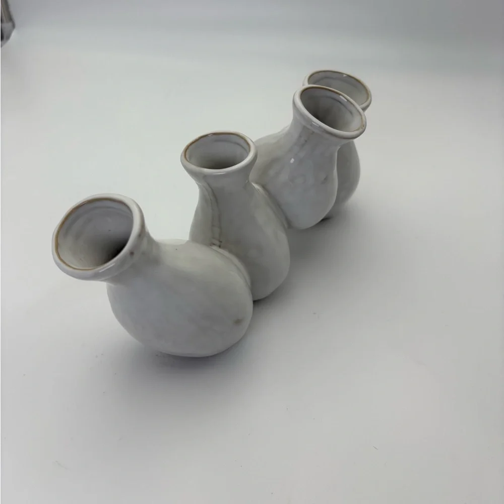 Multi-Vase Cream/White Ceramic/Pottery Style Vase Set